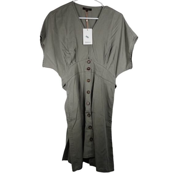 New Quince Vintage Wash Tencel Button Front Dress Olive Women’s Small 3907-M - Picture 4 of 11